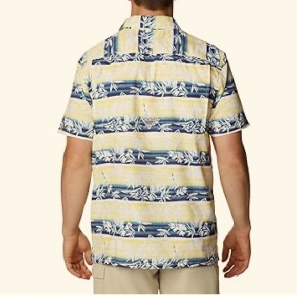 Columbia Men's PFG Omni-Shade Super Slack Tide Camp Shirt yellow/blue size M - Picture 2 of 12